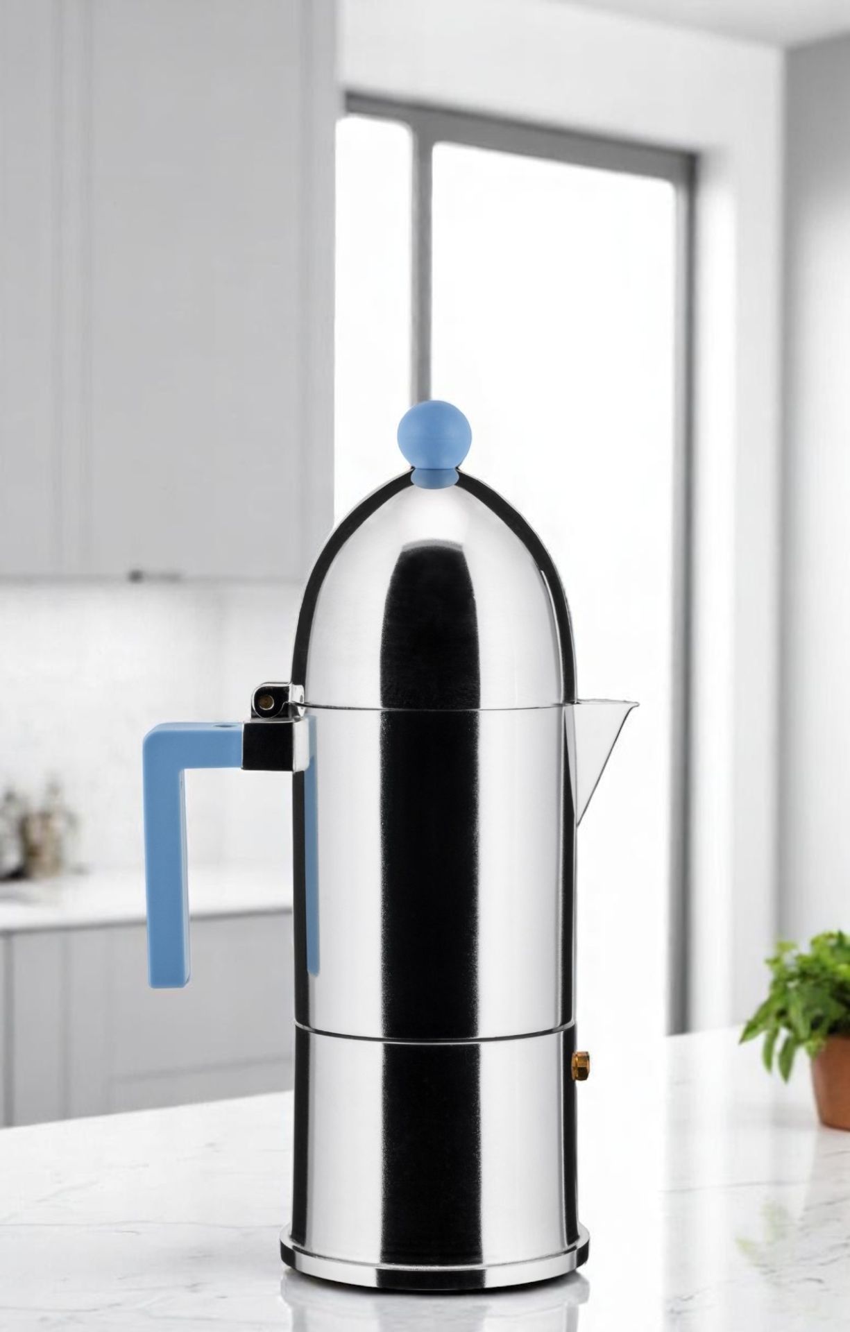 La Cupola 9095/6AZFM Cafetière espresso bleu clair Alessi