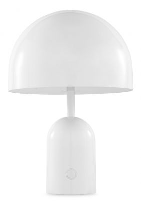 Weiße Bell Portable LED Tischleuchte von Tom Dixon: Moderne Akkuleuchte für den Innenbereich.