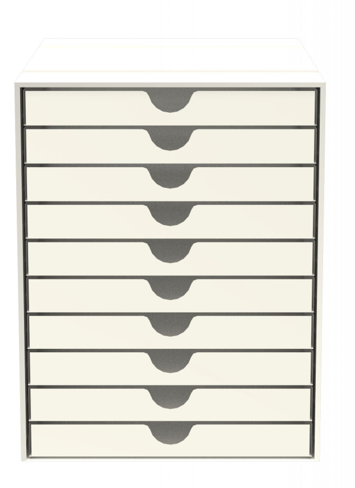 USM Haller Inos coffret C4 avec 10 plateaux fermés Home Office Blanc pur