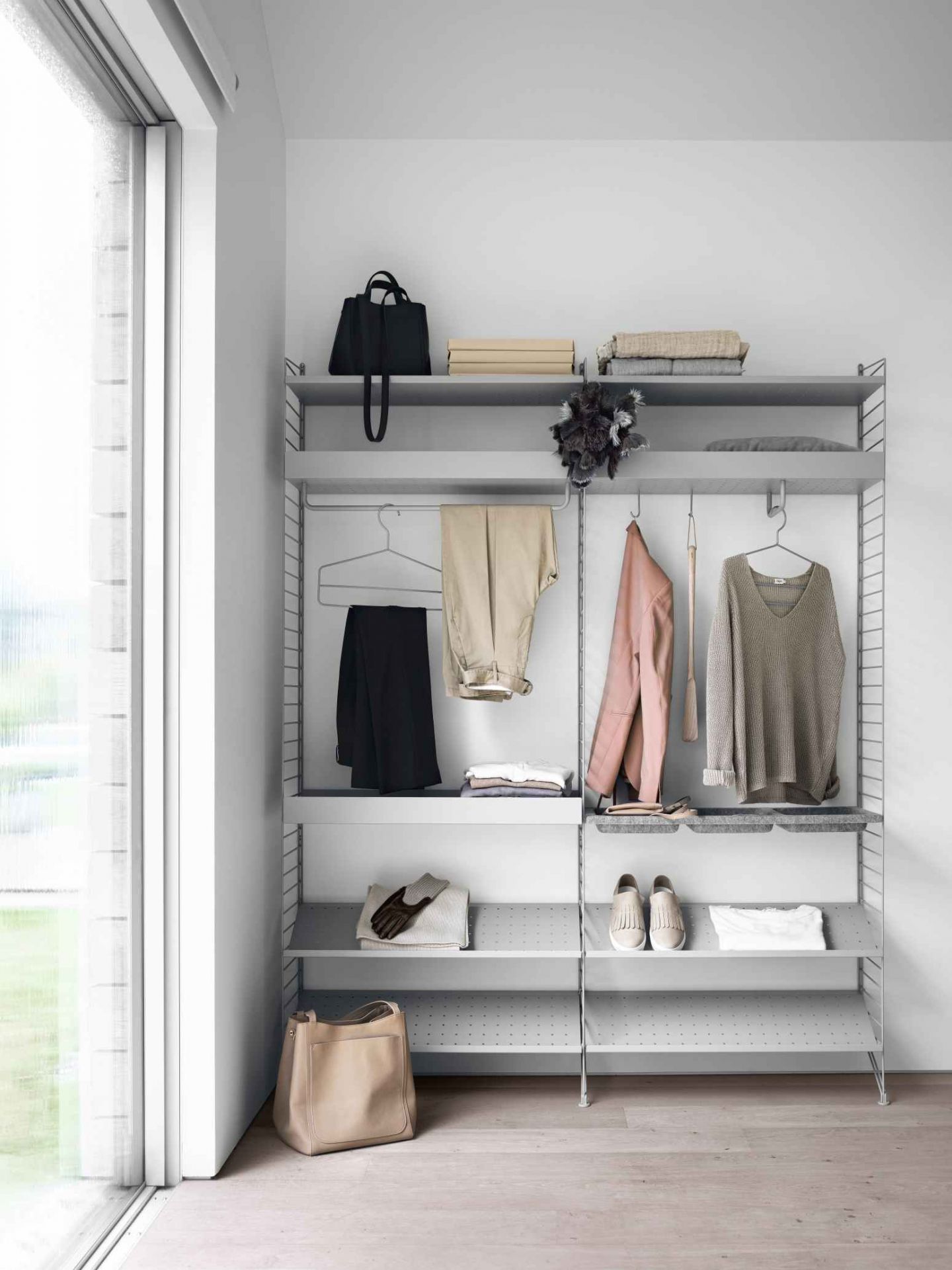 Système de rayonnage au sol de la chambre à coucher à cordes C String Furniture Beige - Beige