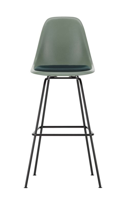 Eames Fiberglass Bar Stool High Tabouret de bar avec coussin d'assise Vitra 