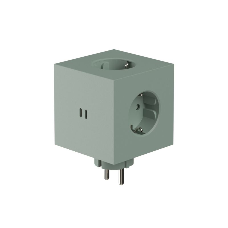 Square 2 - Avolt Cube de prises avec USB-C oak green dfp Design 