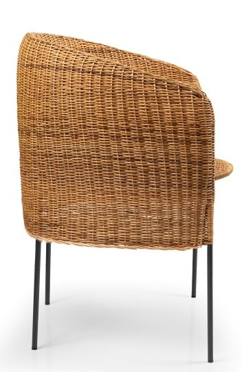 Caribe Natural Dining Chair chaise Outdoor ames Matériau naturel brut / Noir