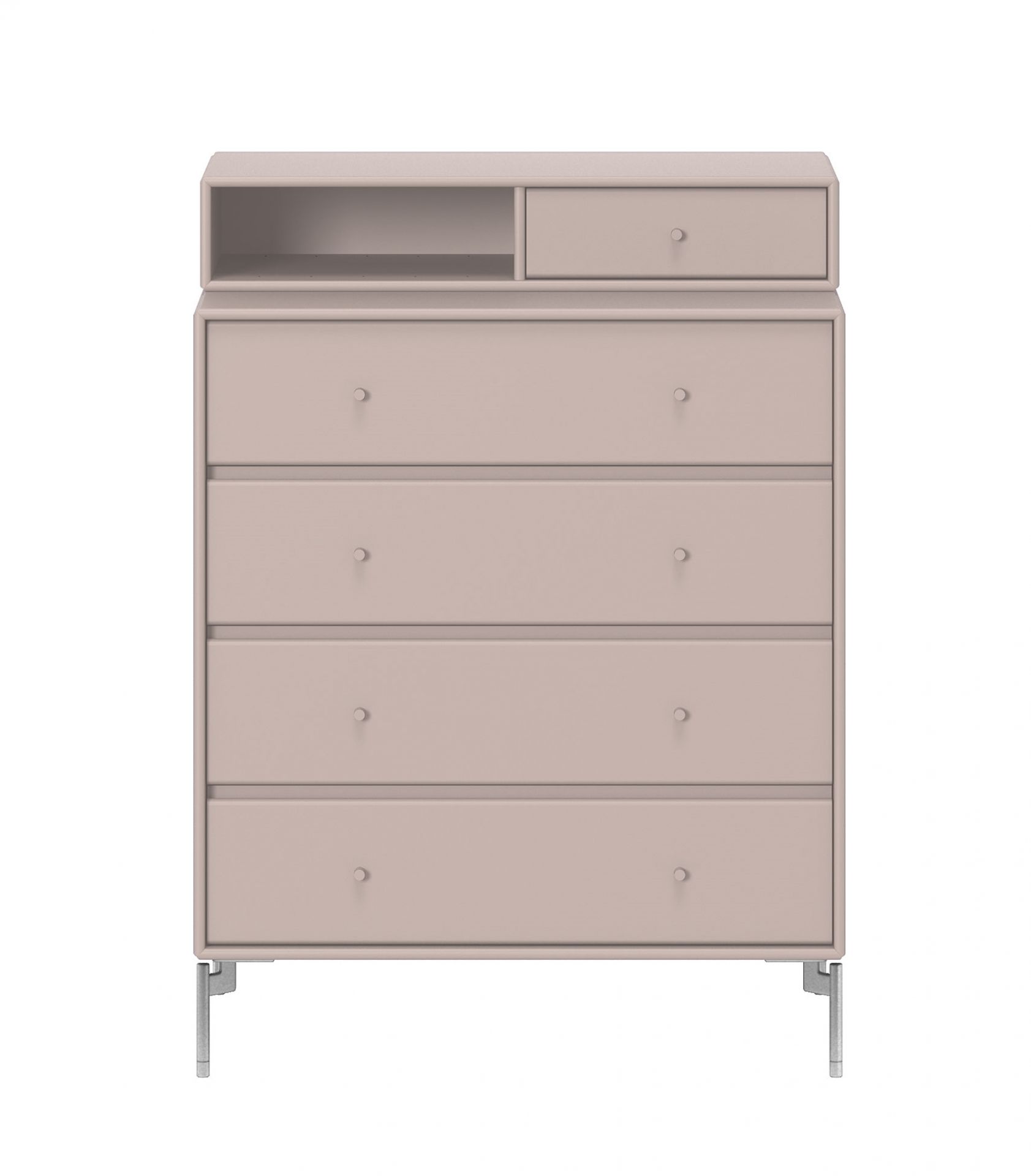 KEEP Kommode Mushroom Montana: Moderne Kommode mit fünf Schubladen und Ablagefach in Pilzfarben.