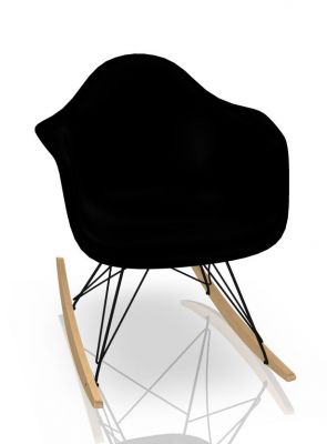 Eames Plastic Arm Rocking Chair chaise à bascule RAR Vitra Érable jaunâtre - Noir - Deep black