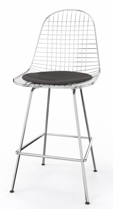 Eames Wire Bar Stool Tabouret de bar moyen avec coussin d'assise Vitra 