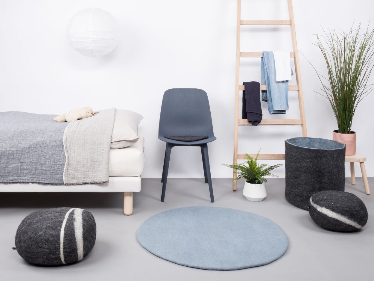 Mono Rond Tapis en feutre Ø 160 cm myfelt Mia (bleu clair)