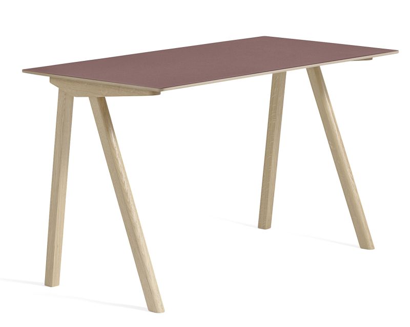 Table Copenhague CPH 90 plateau de bureau en linoléum bordeaux OFFRE SPECIALE