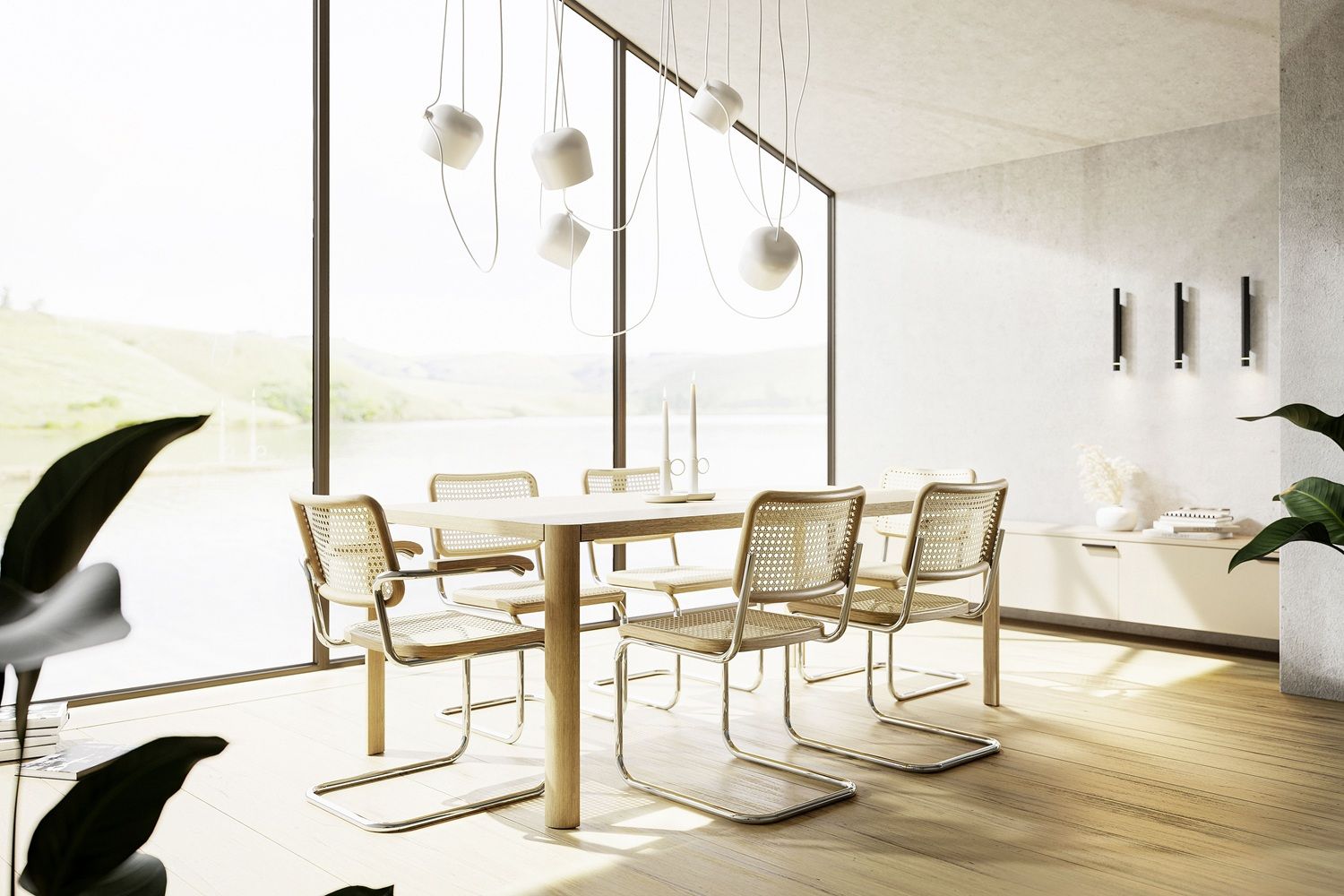 S 32 V Tube en acier Classique à bras oscillant libre CHROME/NATUREL Thonet COMBINAISON PRÉFÉRÉE