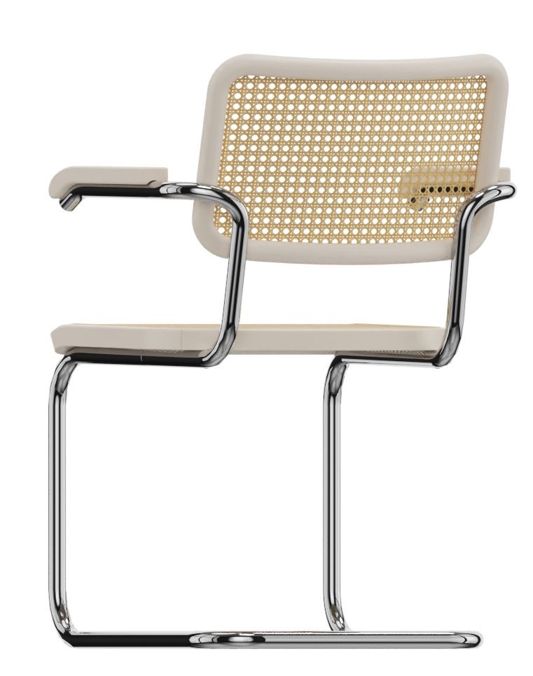 S 64 V Tube d'acier classique Chaise cantilever CHROME / BOIS BLANC LASIQUE Thonet OFFRE SPECIALE