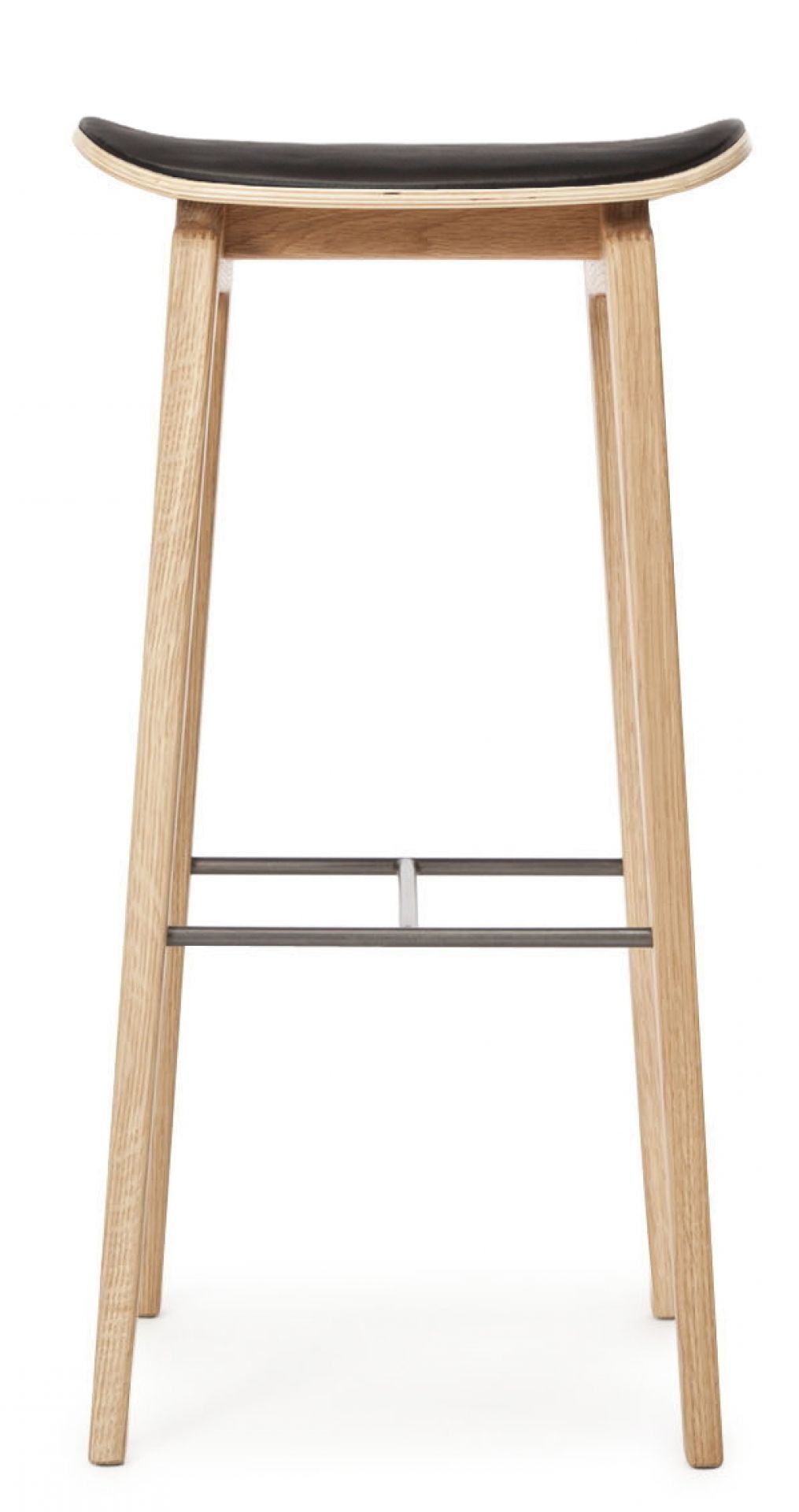 NY11 New York Tabouret de bar Rembouree Nor11 Chêne naturel Cuir Ultra noir 75 cm