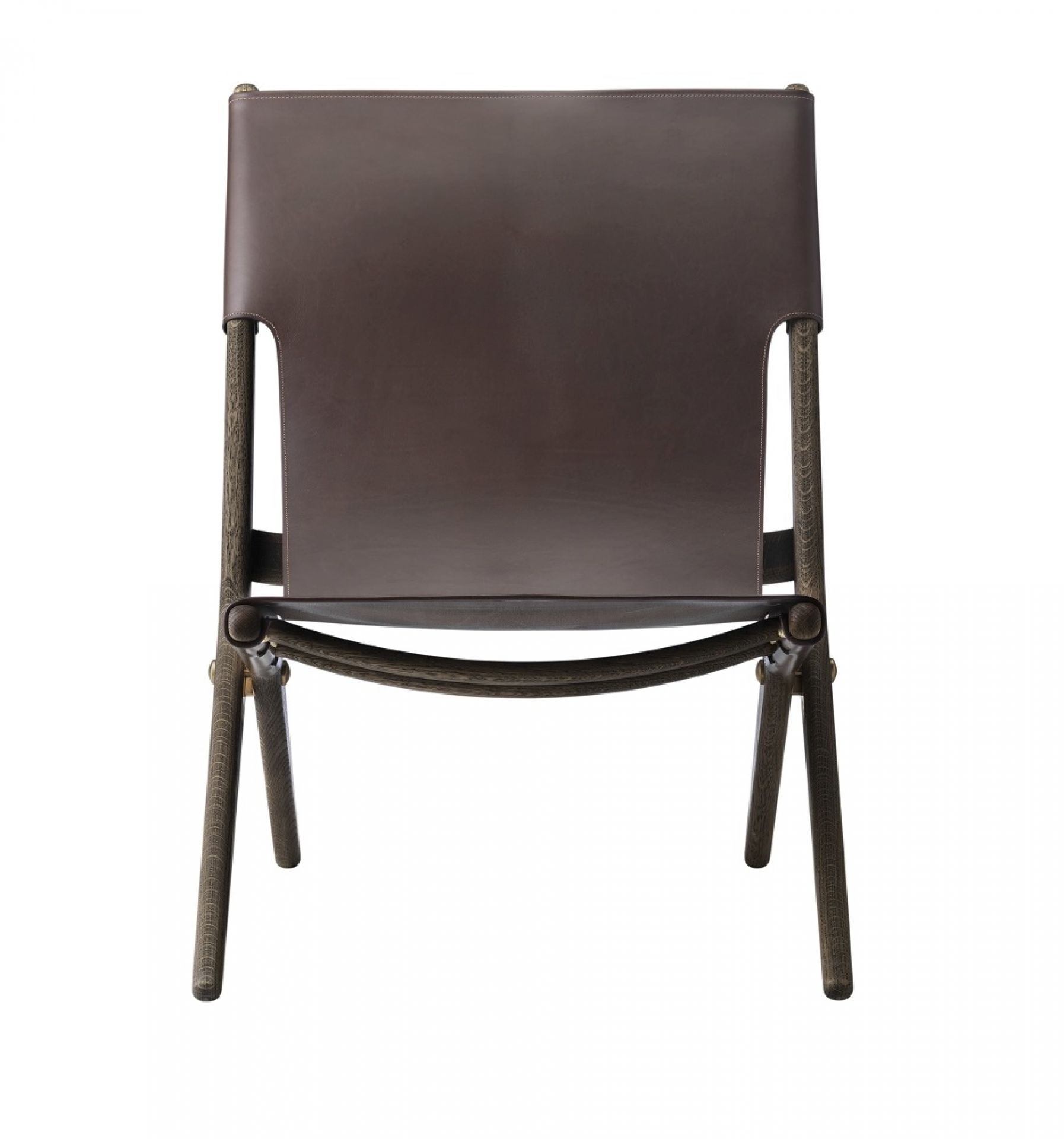 Saxe Chaise chêne teinté brun - cuir brun Audo