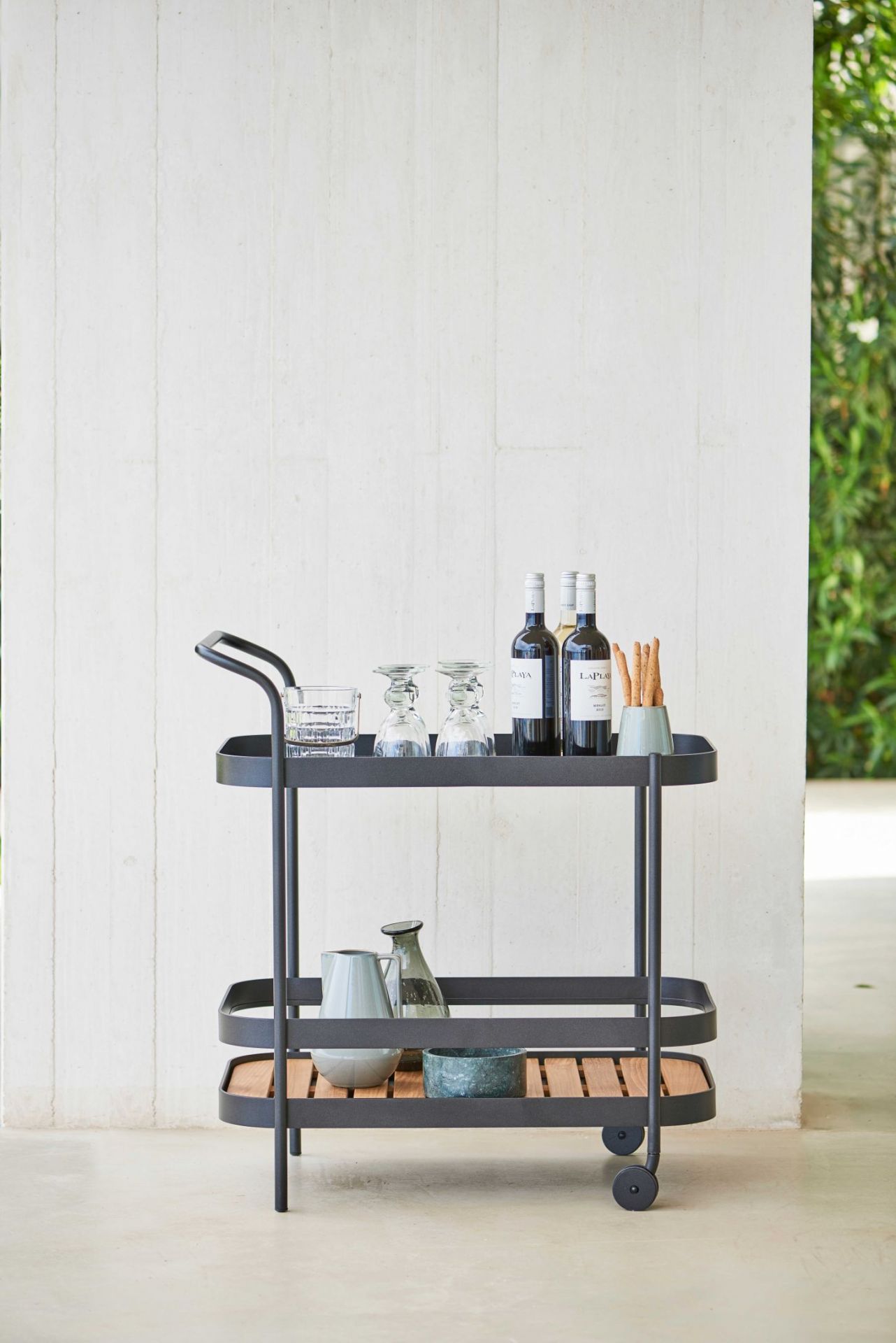 Roll Chariot de bar Gris lave Cane-Line