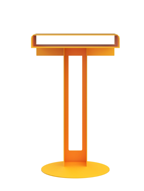 Gelber Meta Side Table Beistelltisch von New Tendency, moderner Design Tisch mit runder Basis.