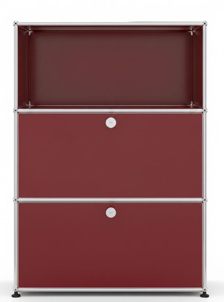 Buffet haut USM Haller 1 tiroir ouvert / 2 tiroirs Rouge rubis
