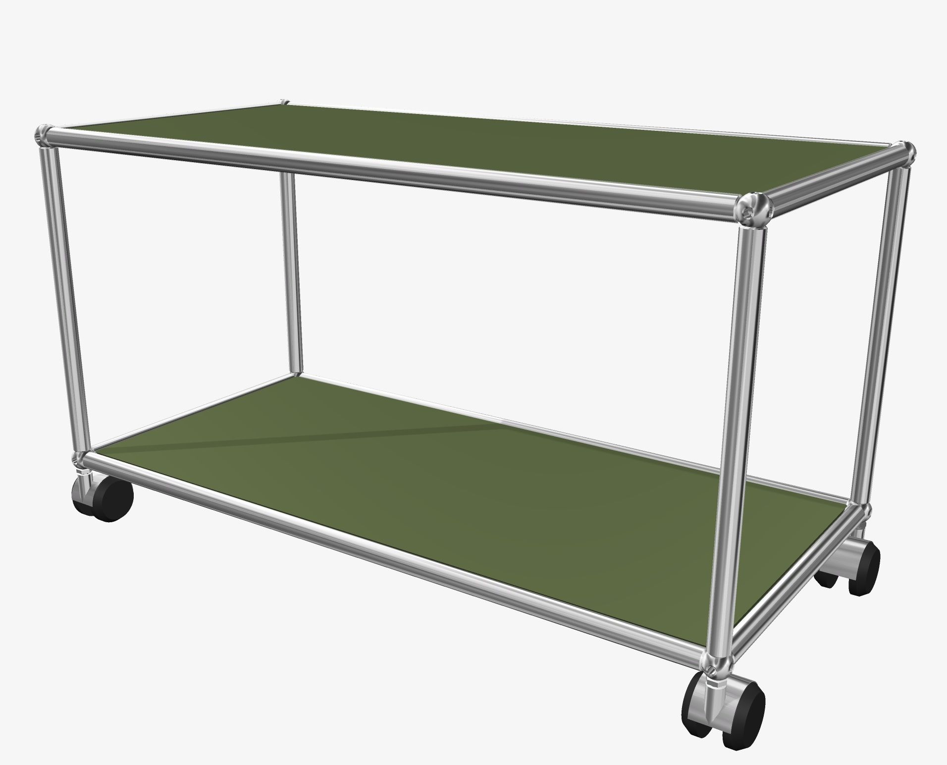 USM Haller TV Möbel Olivgrün mit Rollen, modernes Design TV-Lowboard für Wohnzimmer.