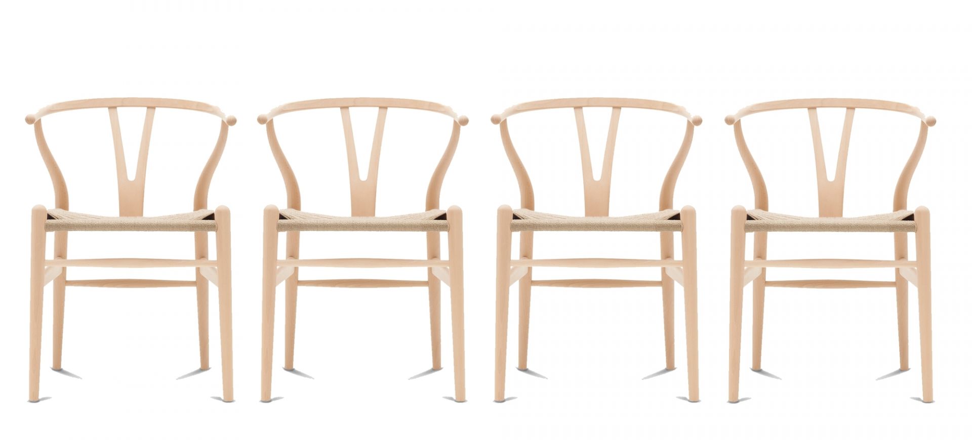 CH24 Wishbone Chair / Y-Chair chaise Hêtre savonné 4-er Set Carl Hansen & Søn