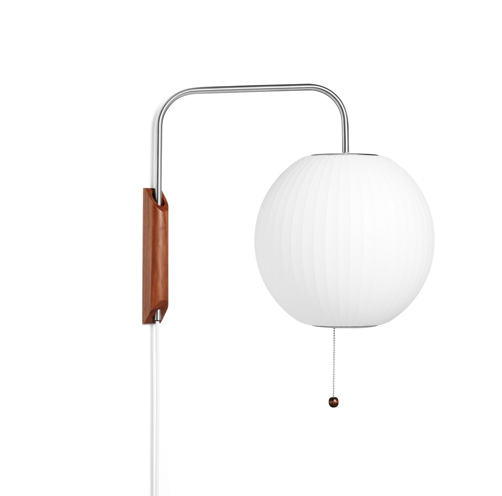 Nelson Wandleuchte mit Kabel, weiße Kugellampe mit Zugschalter, moderne Wandbeleuchtung für Wohnräume.
