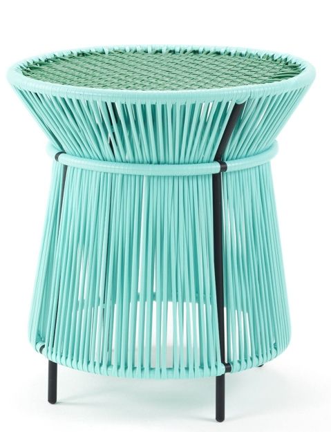 Caribe Tall Side Table Table d'appoint extérieure ames Turquoise / Vert émeraude / Noir