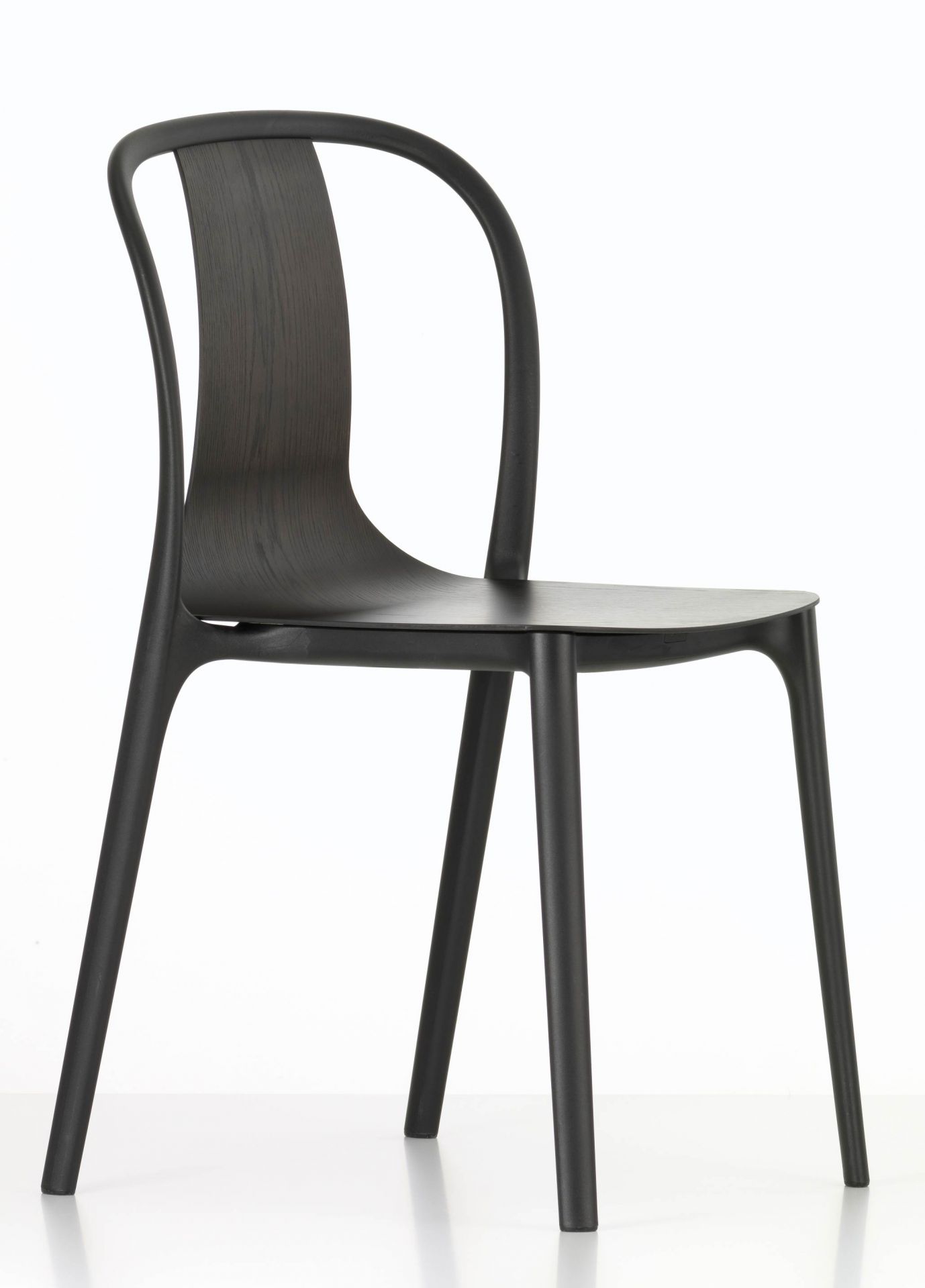 Belleville Armchair Wood chaise TABLEAU NOIR PROFOND / SIÈGE CHÊNE FONCÉ Vitra EXEMPLE DE MANIÈRE