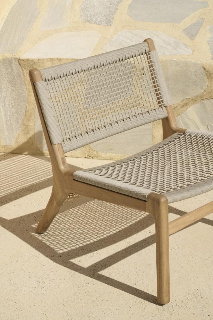 Jack Woven Fauteuil Lounge Extérieur Teck Cordon Beige Ethnicraft