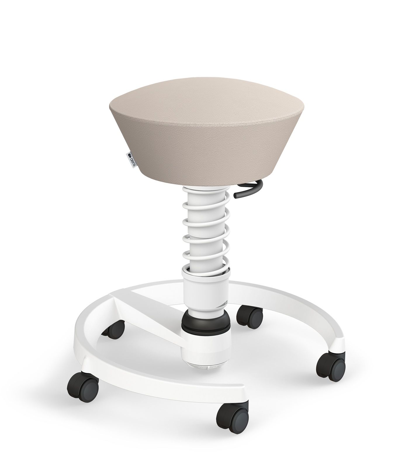 Tabouret à roulettes Swopper Cadre blanc / Cuir Uruguay Ice Aeris