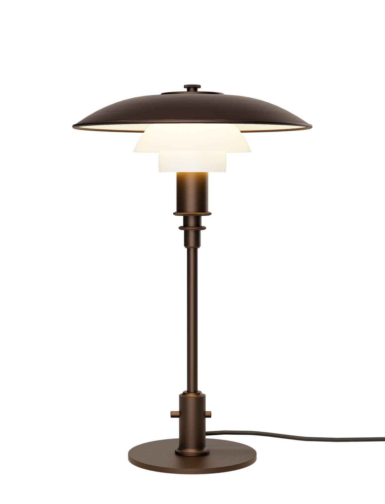 PH 3/2 Aged Brass Opal Lampe de table Louis Poulsen