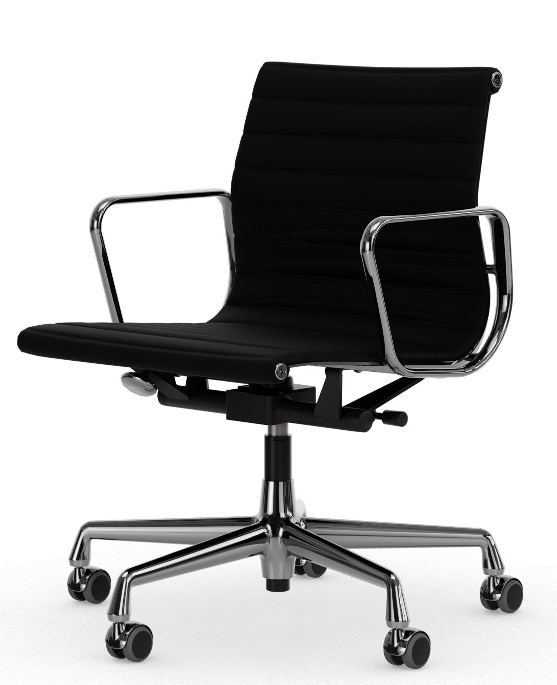 Aluminum Chair EA 118 / EA118 Chaise Cuir Premium Nero Vitra Aluminum Chair EA 118 / EA118 Chaise Cuir Premium Nero Vitra