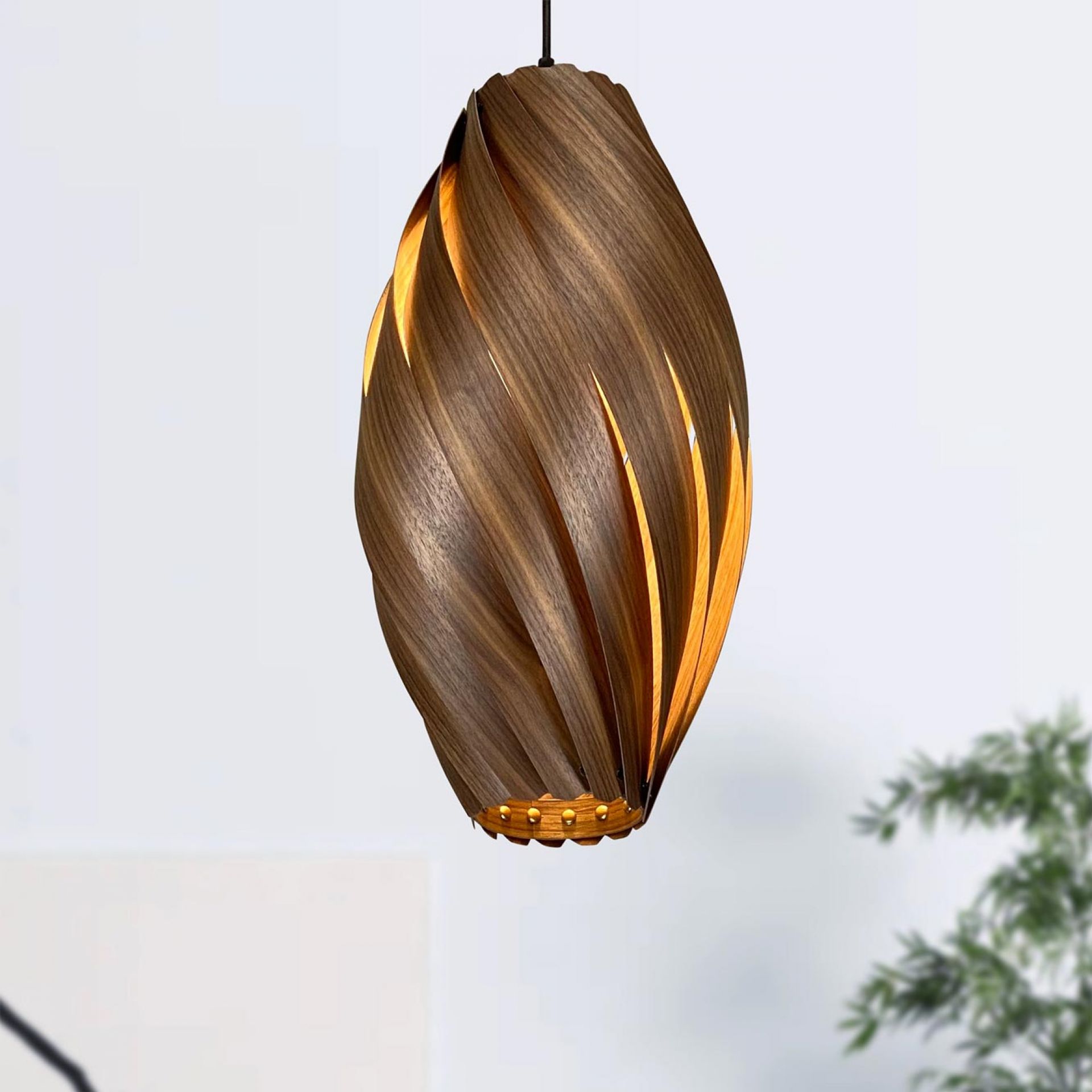 Ardére Lampe à suspendre allongée Noyer Gofurnit