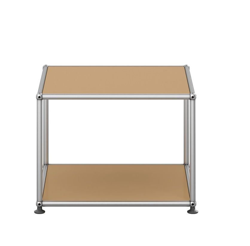 USM Haller Beistelltisch offen in Beige: Moderner Nachttisch mit zwei Ablageflächen für Schlafzimmer.