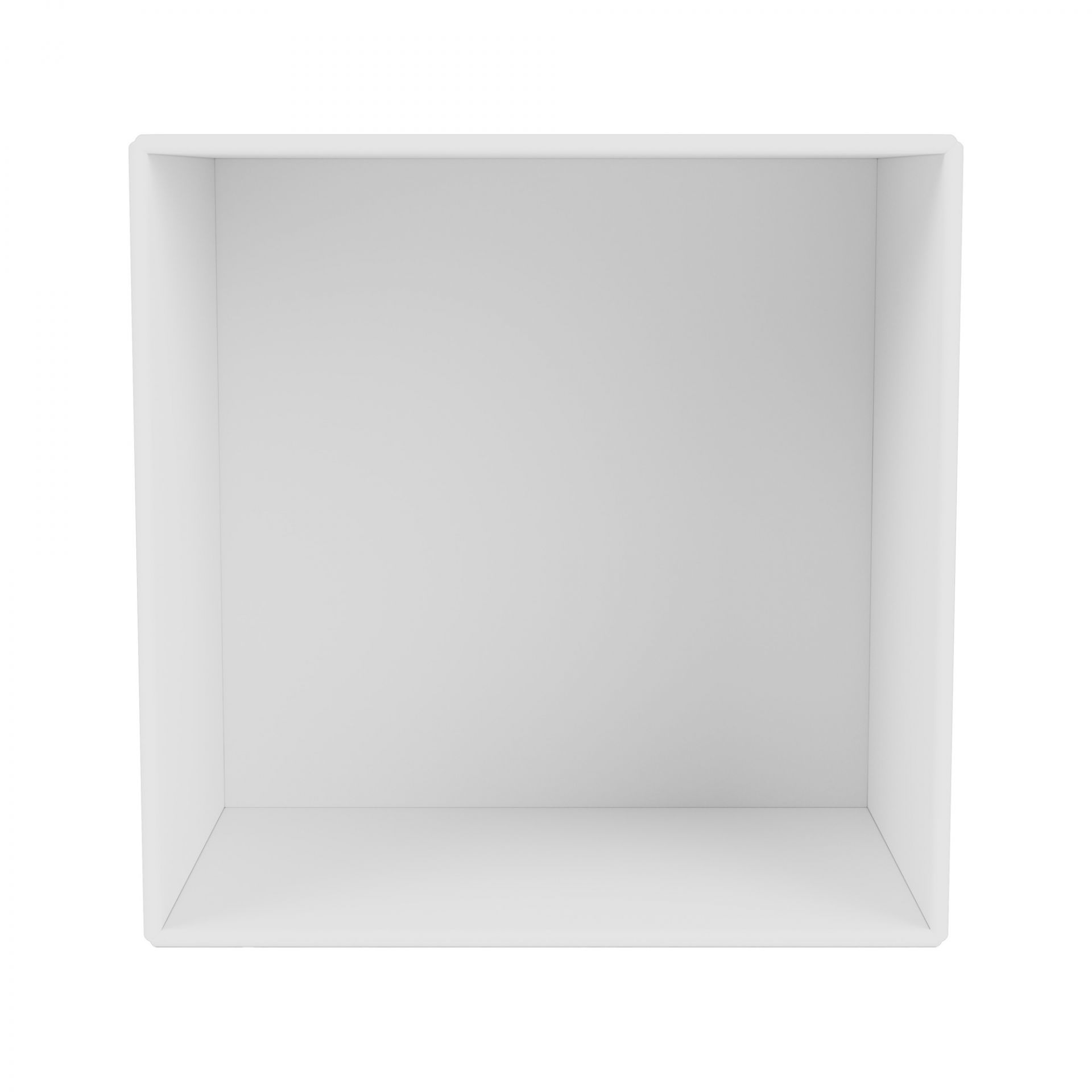 Weißes, offenes Mini-Regalmodul für die Wandmontage. Ideal als Hängeregal oder zur individuellen Gestaltung.