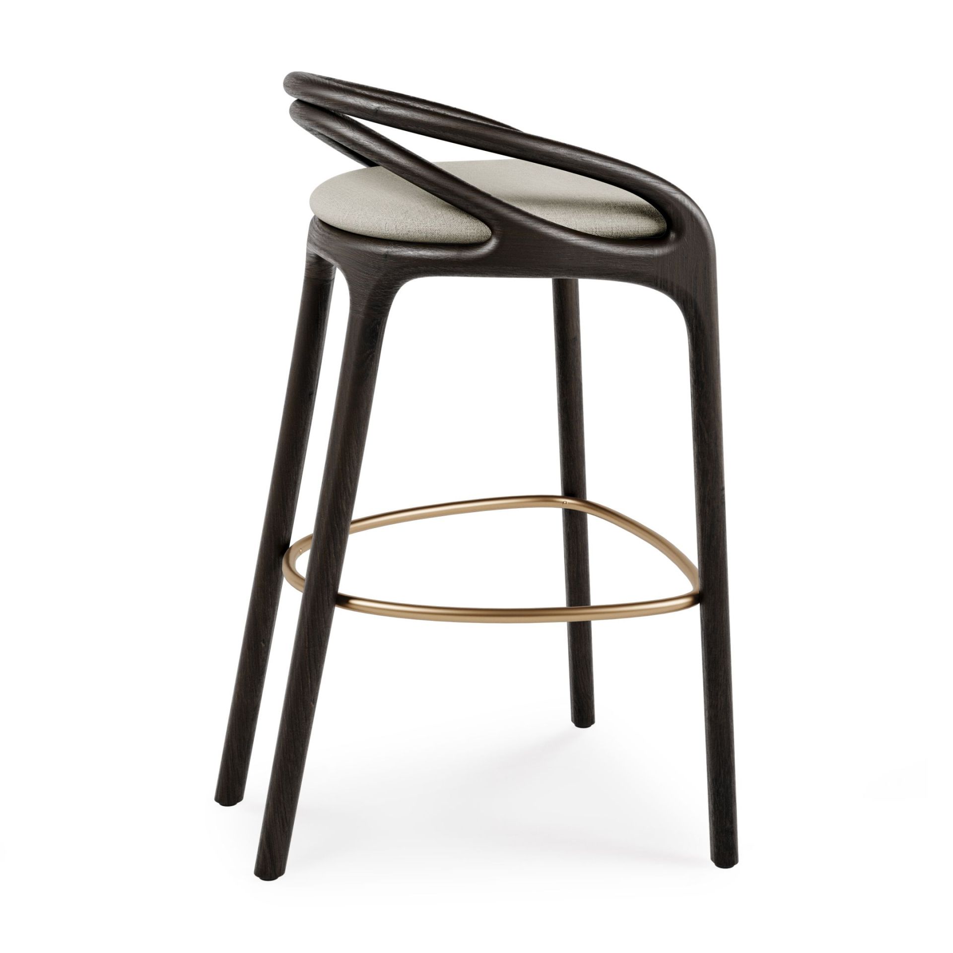 Aleta Tabouret de bar couleur laiton - beige Morpho