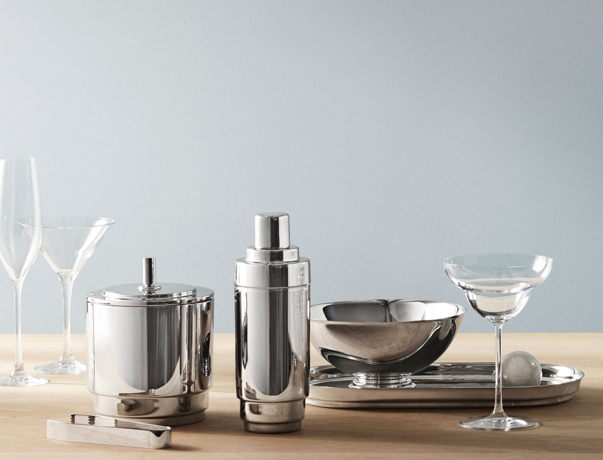 Manhattan Seau à glace avec Couvercle et Pinces Georg Jensen OFFRE SPECIALE