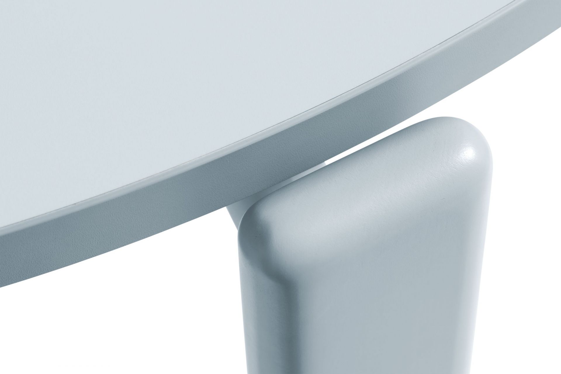Detailaufnahme: Hay Rey Table Tisch, schieferblau, wasserbasierter Lack, Gull Laminat. Design Tisch.
