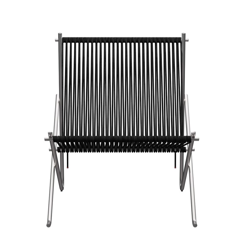 PK4 Lounge Chair Acier inoxydable - Noir Fritz Hansen