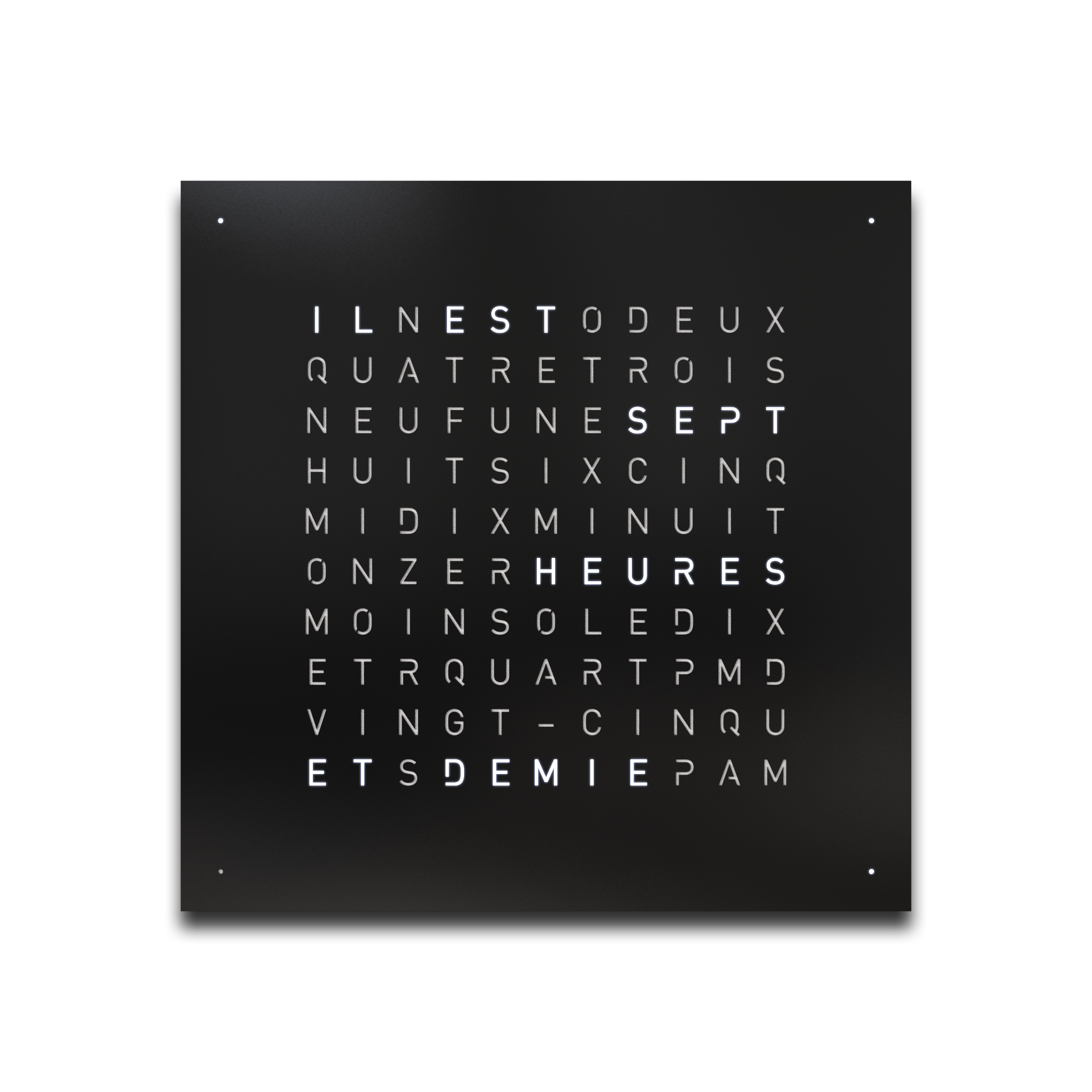 Cache avant pour l'horloge murale Earth 45 Français QLOCKTWO