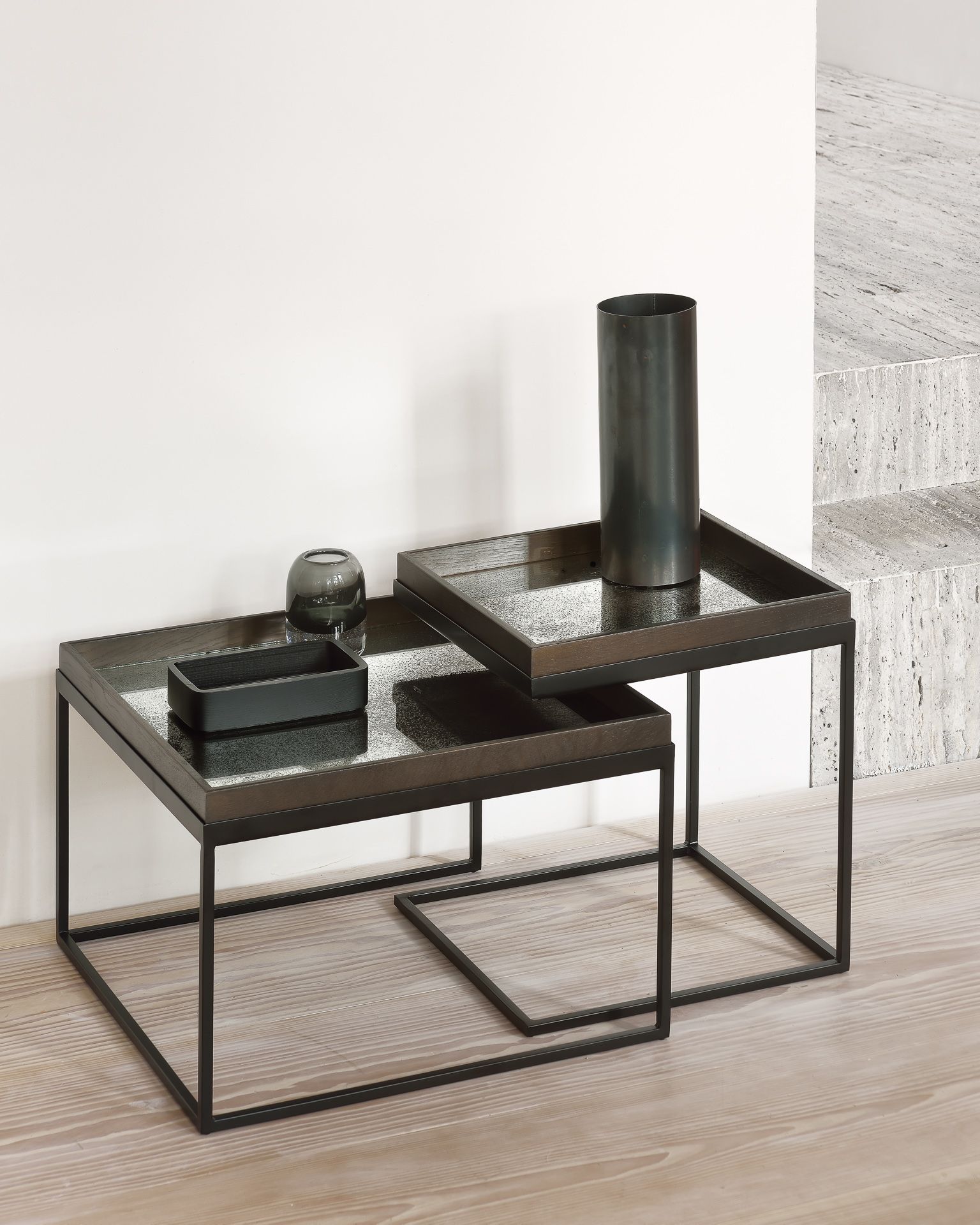 Table basse 2 pièces Noir carré S/L Ethnicraft