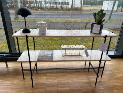 TS Console Marquina Blanc Marbre Gubi PIÈCE D'EXPOSITION