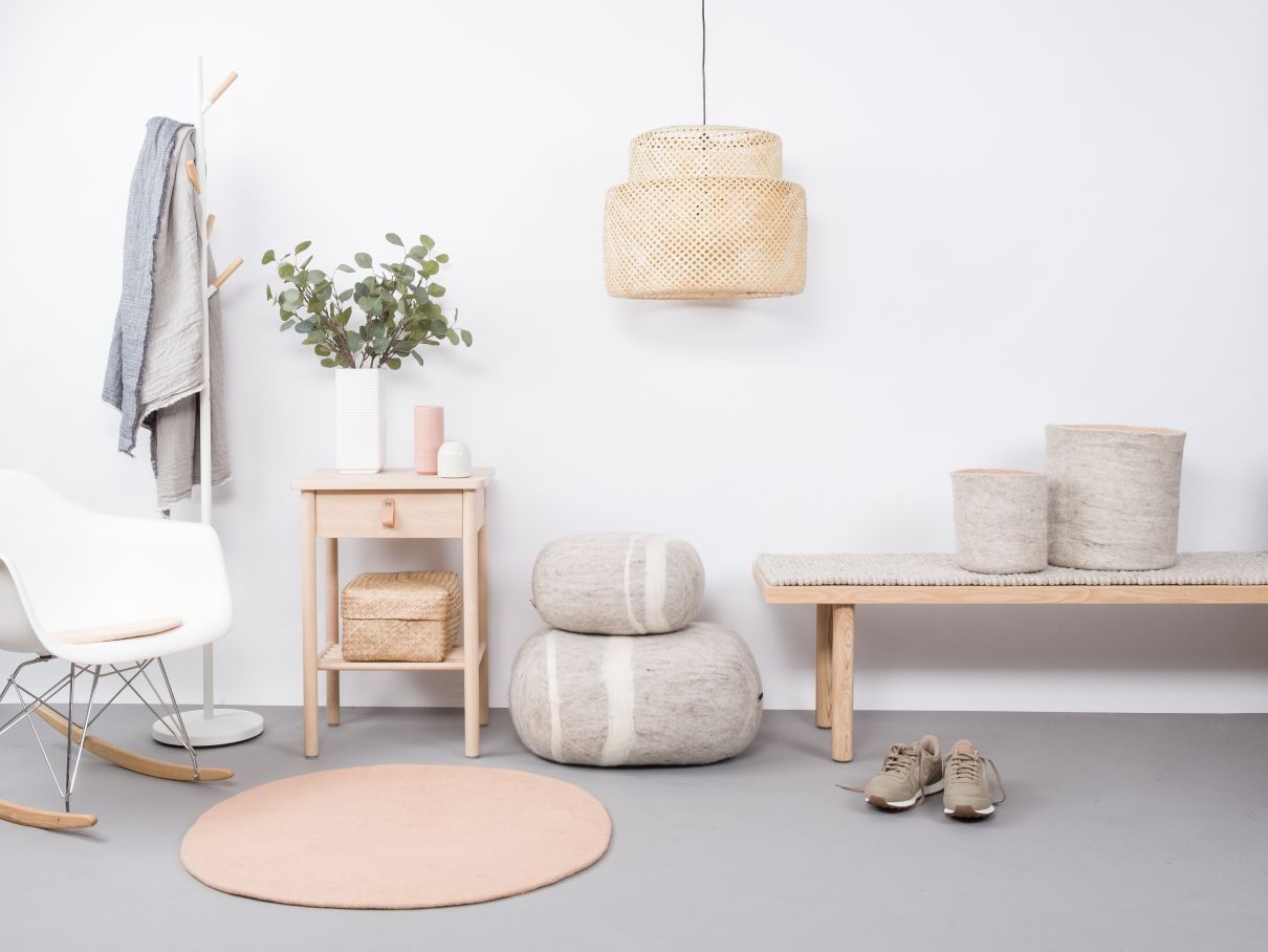 Mono Rond Tapis en feutre Ø 160 cm myfelt  Merle (rose)