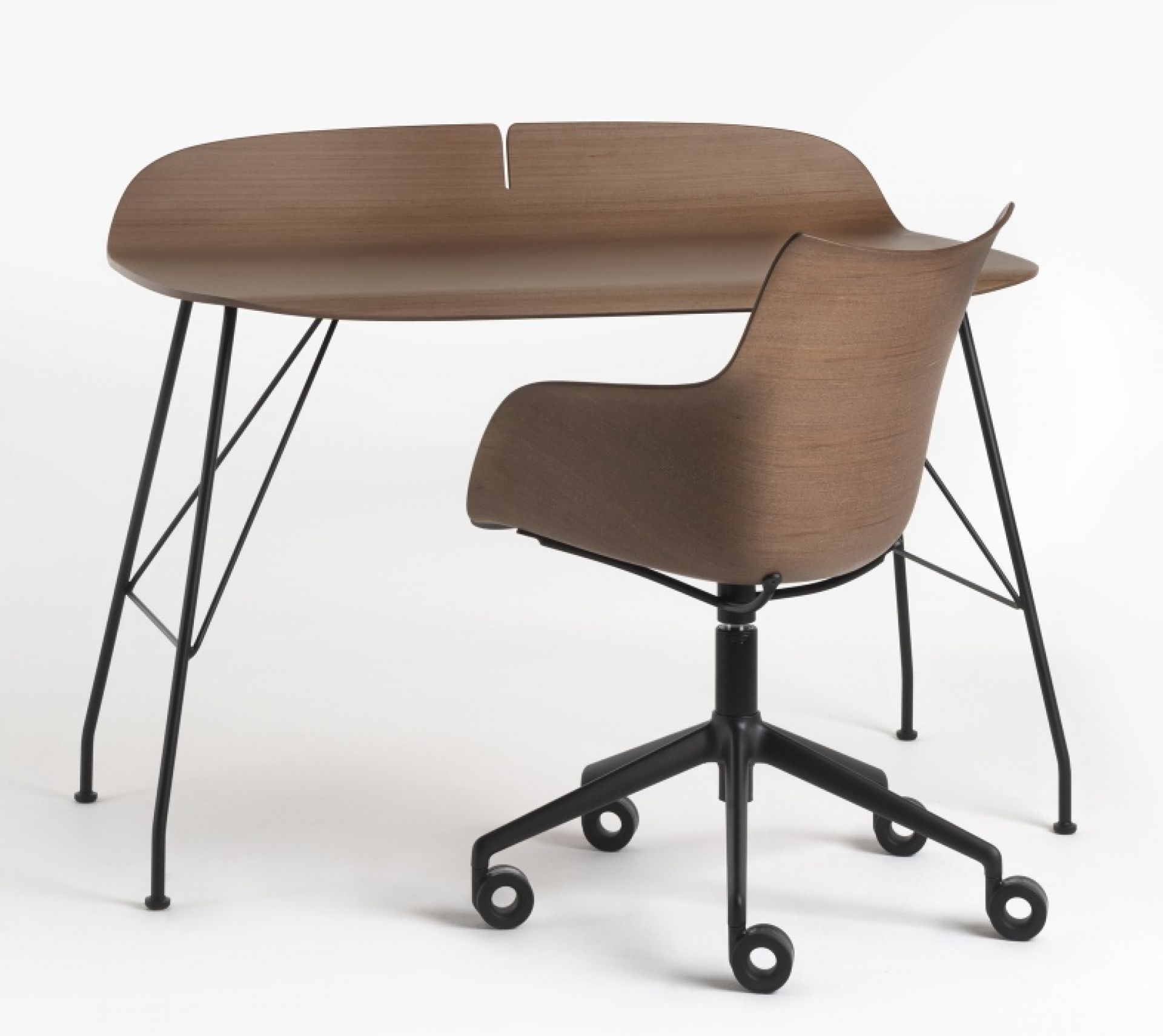 Earl of Wood Bureau Kartell Acier laqué noir / Bois foncé