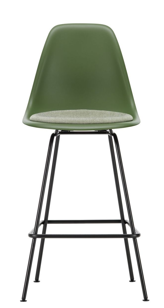 Eames Plastic Bar Stool Tabouret de bar moyen avec coussin d'assise Vitra