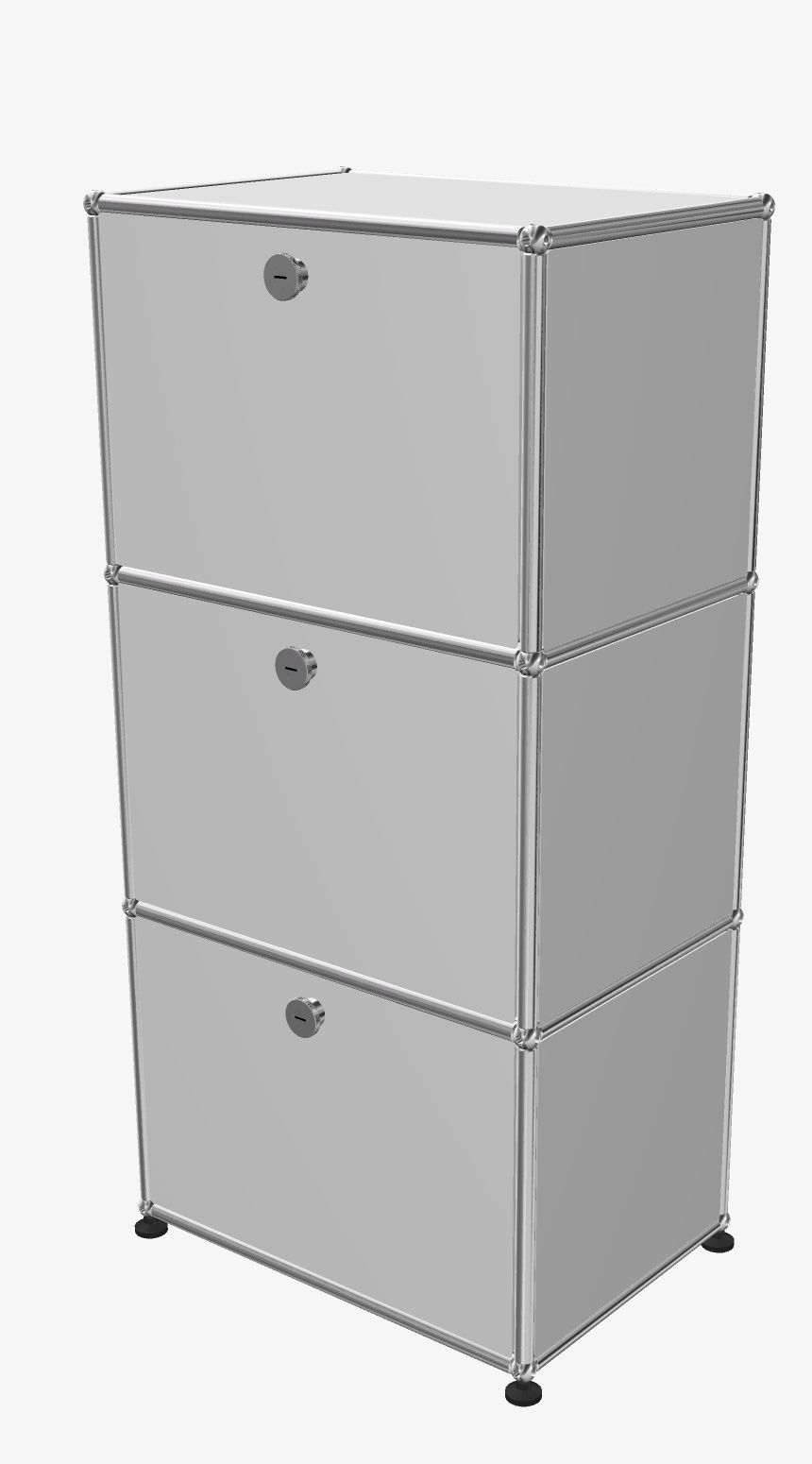 Buffet haut USM Haller avec 2 portes à charnières en haut/au milieu et 1 porte coulissante avec rangement suspendu en bas  blanc pur modèle d'exposition/meuble d'occasion 