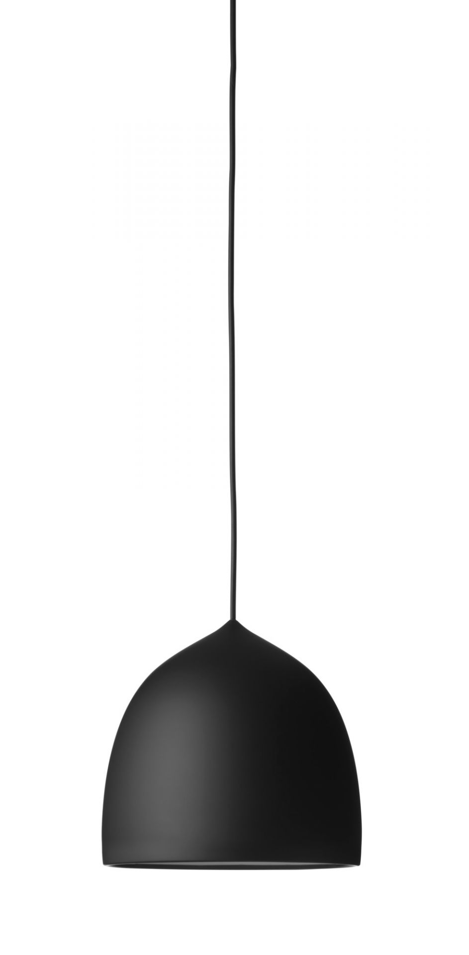 Schwarze Suspence P1 Pendelleuchte von Fritz Hansen. Moderne Hängelampe für Wohnzimmer und Esszimmer.