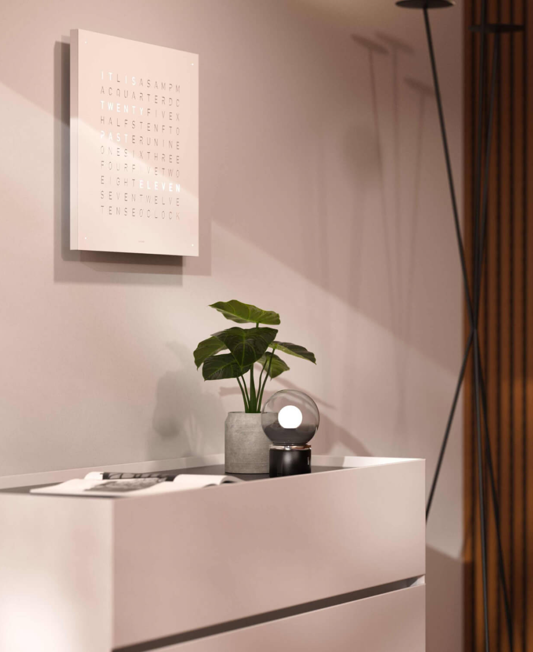 Earth 45 Steel Series Horloge murale / Objet temporel Allemande QLOCKTWO
