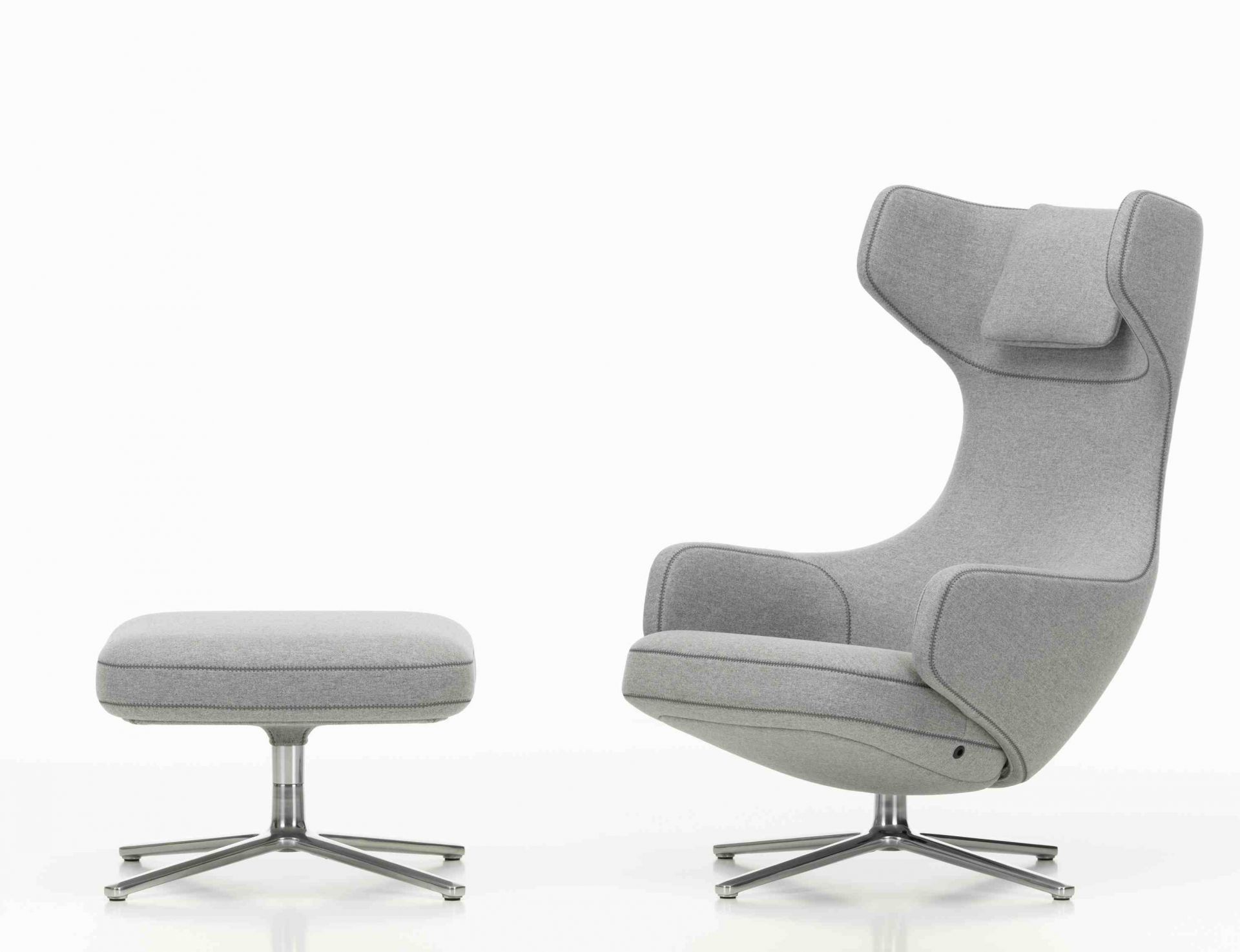 Grand Repos Fauteuil + Ottoman Vitra Poli Cosy Galet