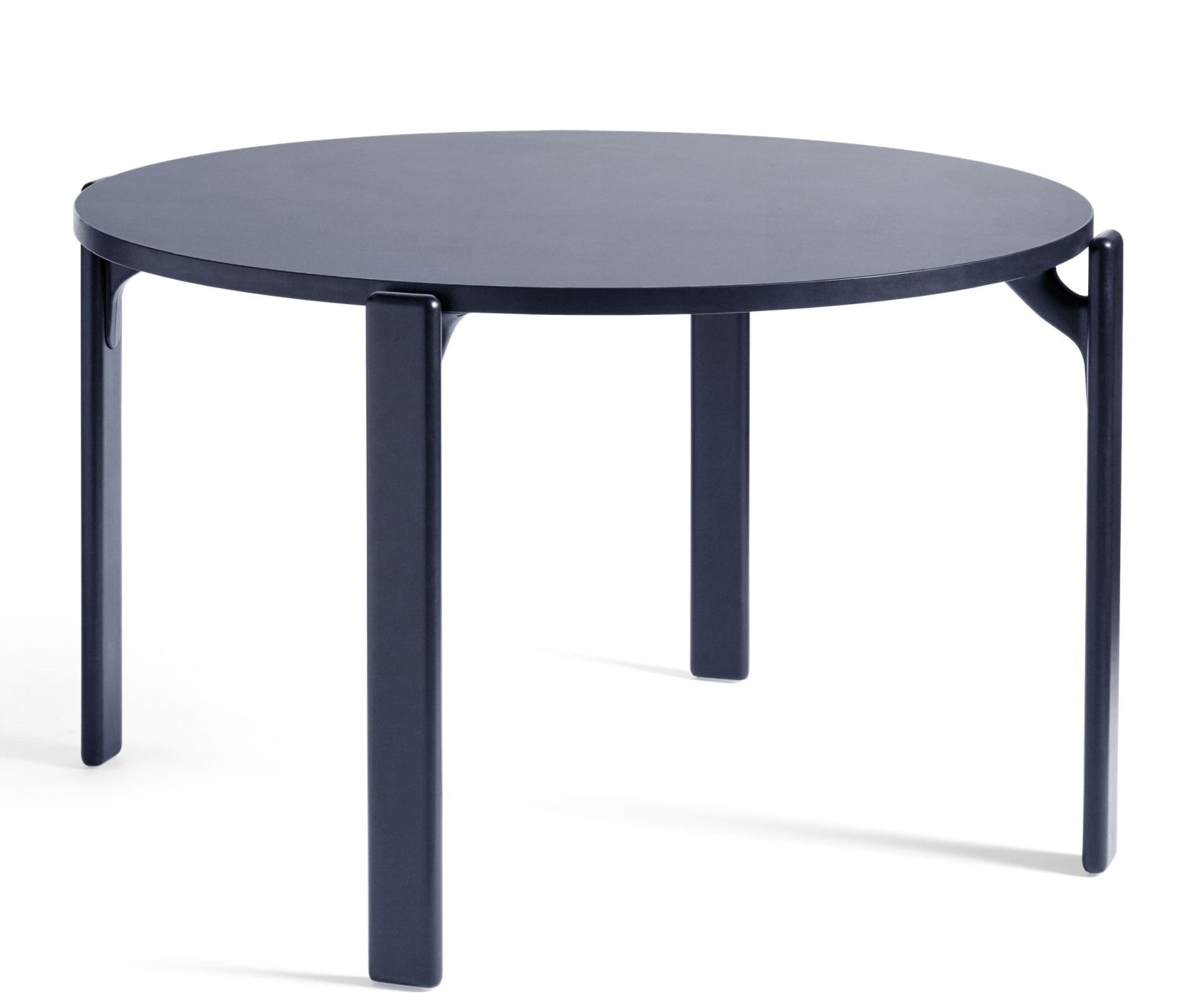 Runder, tiefblauer Rey Table Tisch von Hay mit drei Beinen. Moderner Beistelltisch.