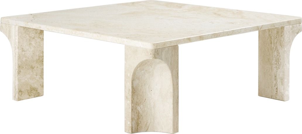 Doric Table basse carrée Travertin blanc Gubi