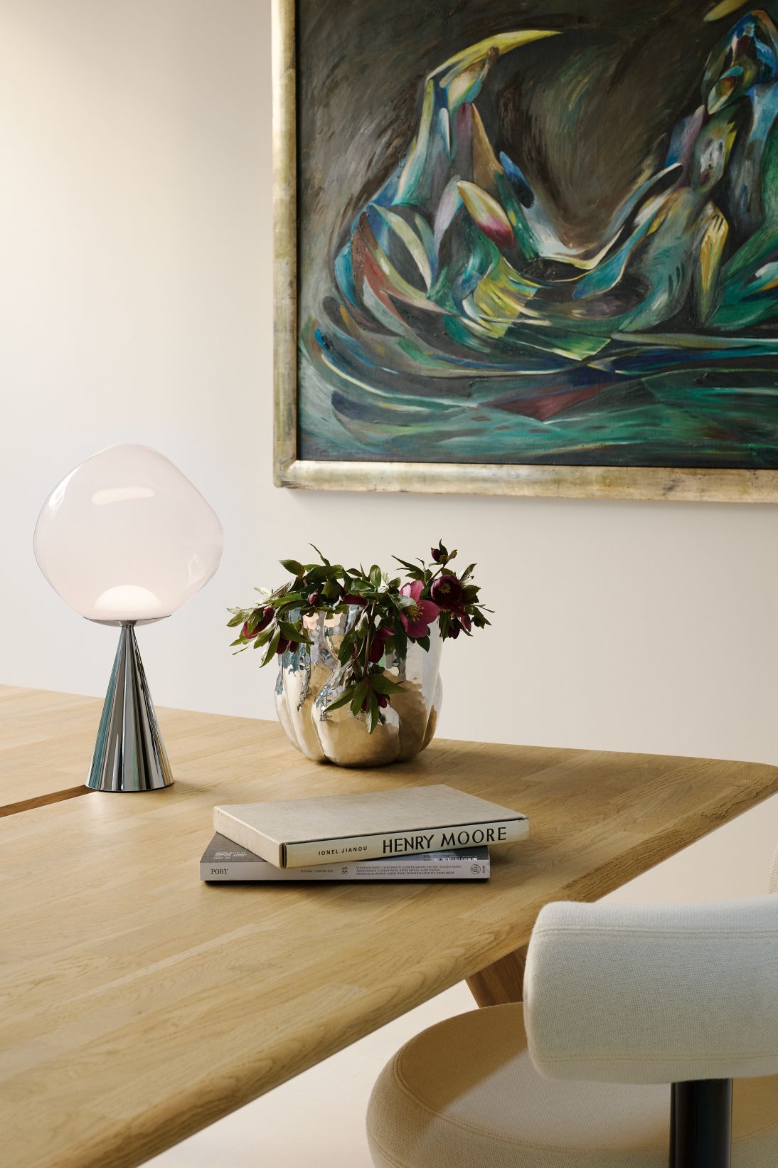 Melt Cone Fat Lampe de table argent - opale Tom Dixon