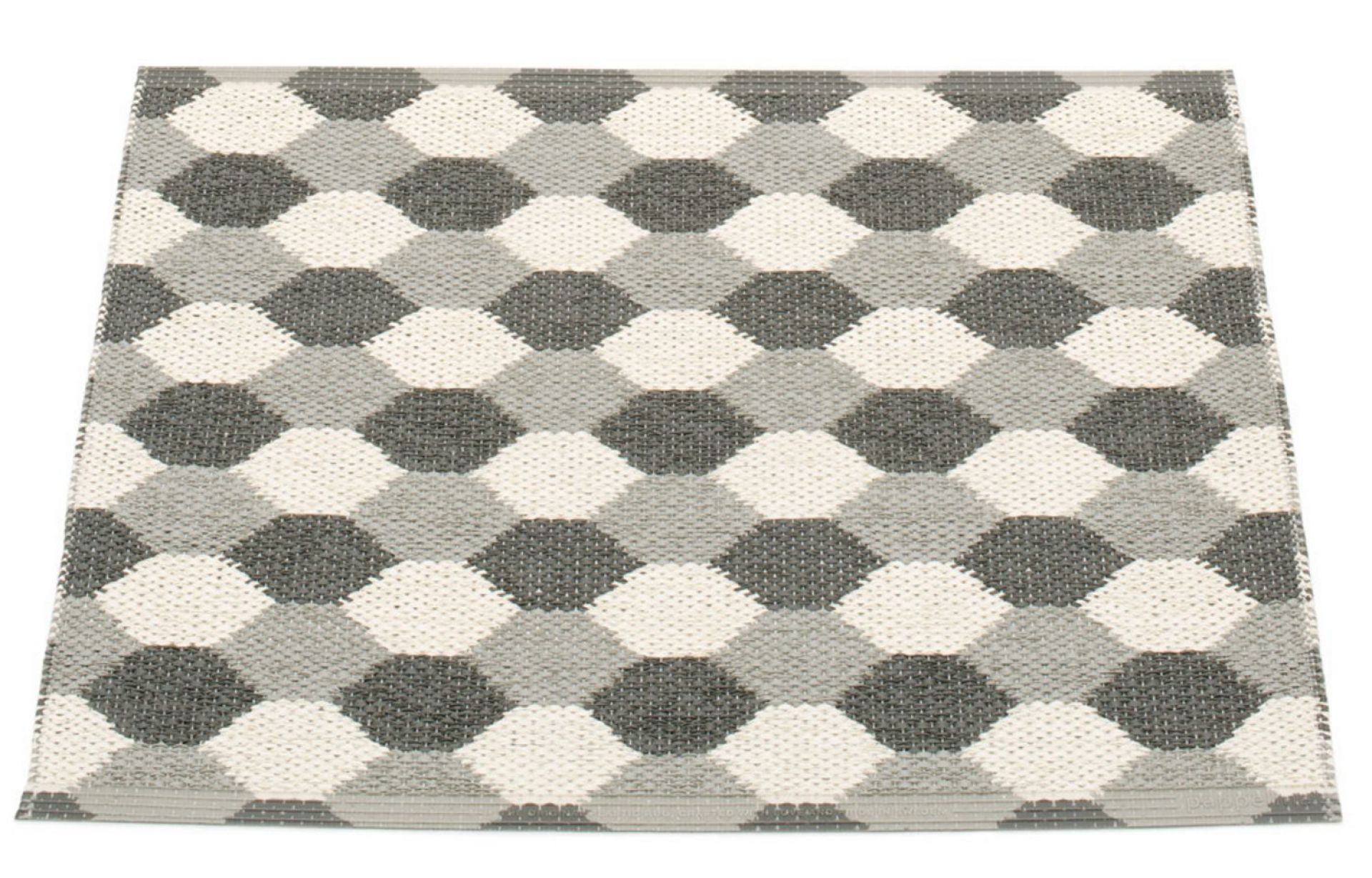 Dana Kunststoffteppich 70x60 in warmem Grau mit Pappelina-Muster, ideal für Küche und Bad.