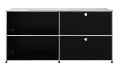 USM Haller Buffet 2 Ouverts / 2 volets à droite Noir graphite - FAST DELIVERY USM Haller Buffet 2 Ouverts / 2 volets à droite Noir graphite - FAST DELIVERY